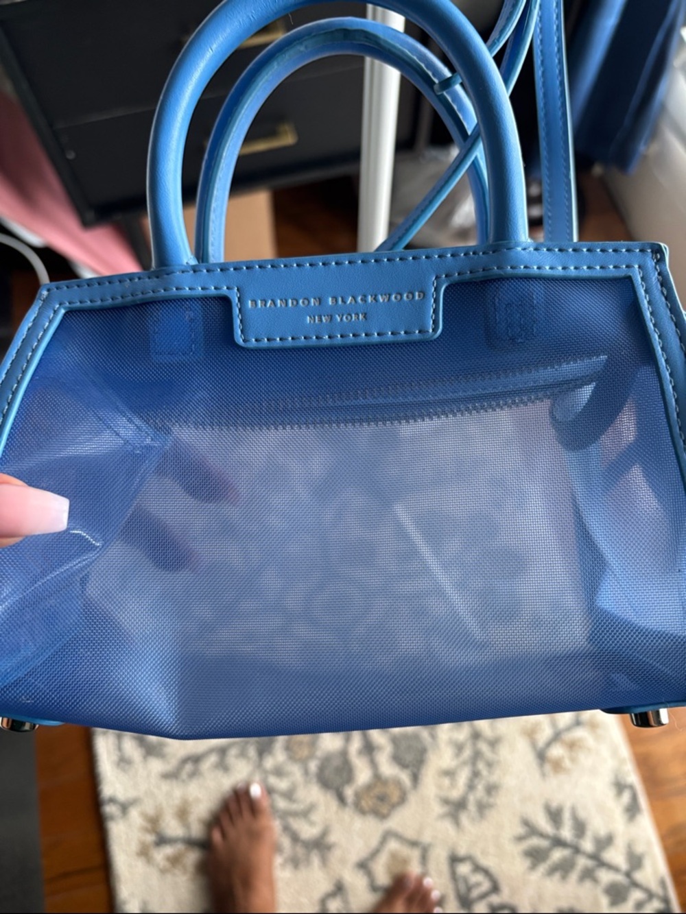Brandon Blackwood Bright Blue Clear Mini Satchel - Picture 2 of 9